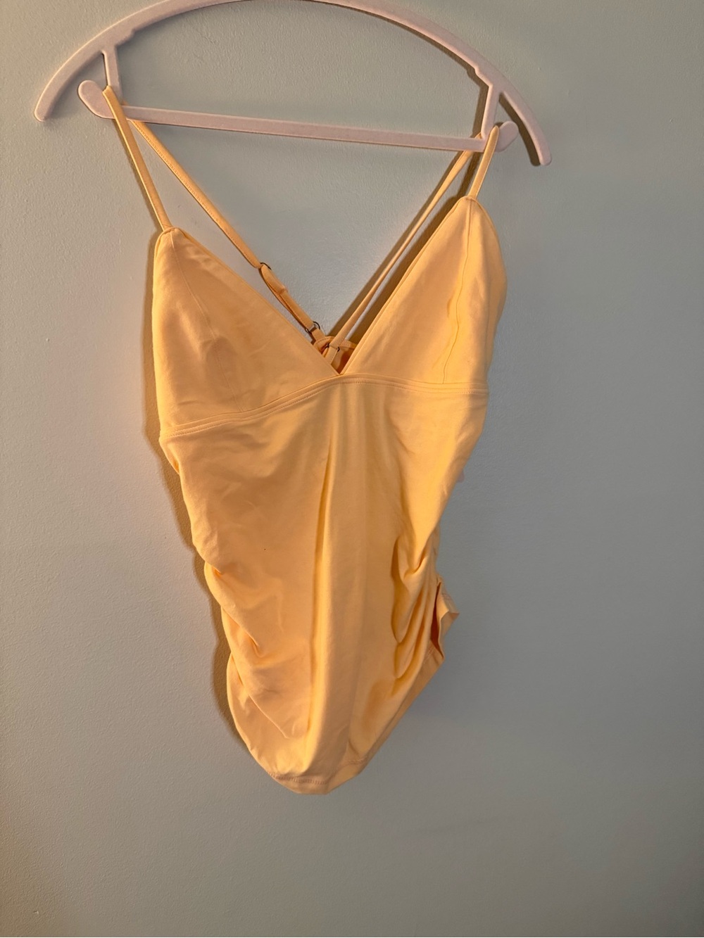 Free People Peach Ruched Tank Top with criss cross back